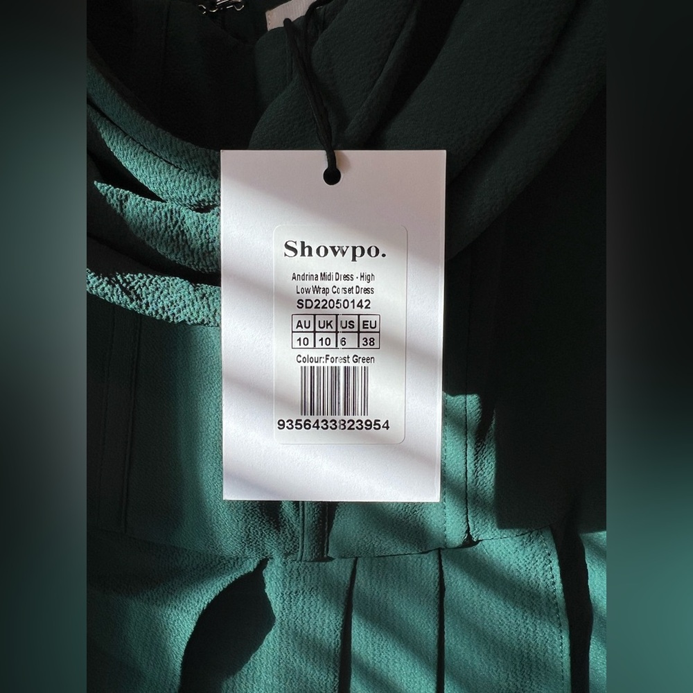 NWT Showpo Andrina Midi Dress Size 6 Forest Green - Picture 5 of 11